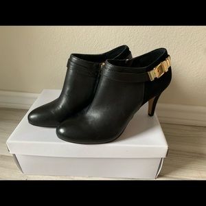 Vince Camuto Black Leather Booties with Buckle